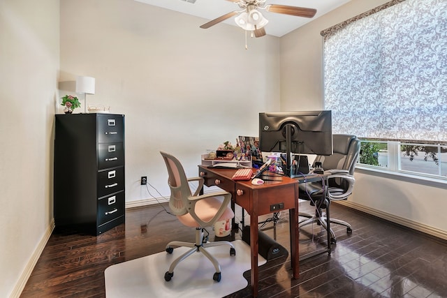 3113 Sangria Ln, Fort Worth, TX 76177 - home office with wood finished floors and a ceiling fan