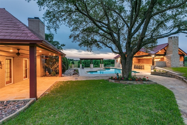 13914 Overlook Ln, Forney, TX 75126 - view of grassy yard featuring a patio area and a ceiling fan