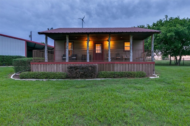 13914 Overlook Ln, Forney, TX 75126 - rear view of house featuring covered porch and metal roof