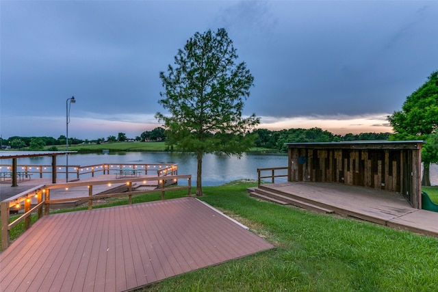 13914 Overlook Ln, Forney, TX 75126 - dock with a water view and a lawn