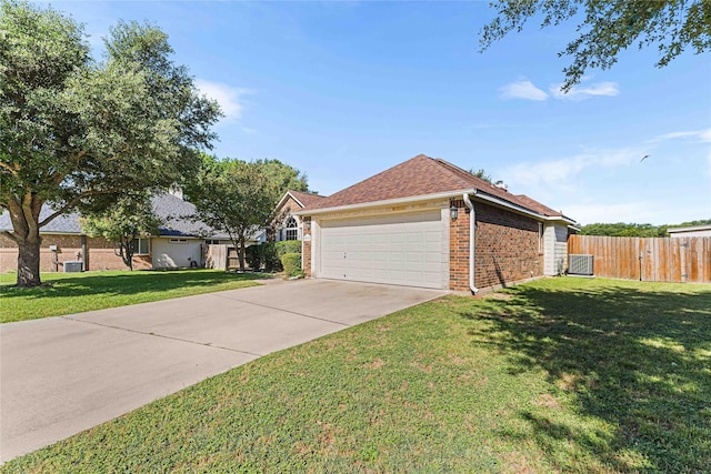 5608 Aberdeen Ct, Temple, TX 76502 - view of property exterior featuring brick siding, driveway, a garage, a shingled roof, and central AC unit