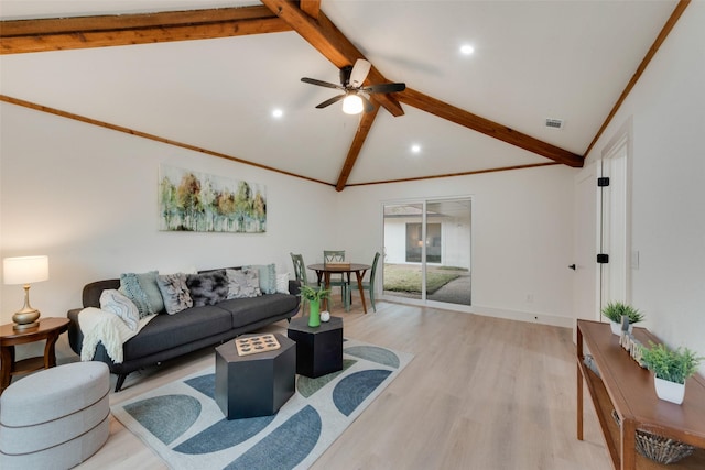 3605 Jomar Dr, Plano, TX 75075 - living room featuring light wood finished floors, ceiling fan, recessed lighting, and baseboards
