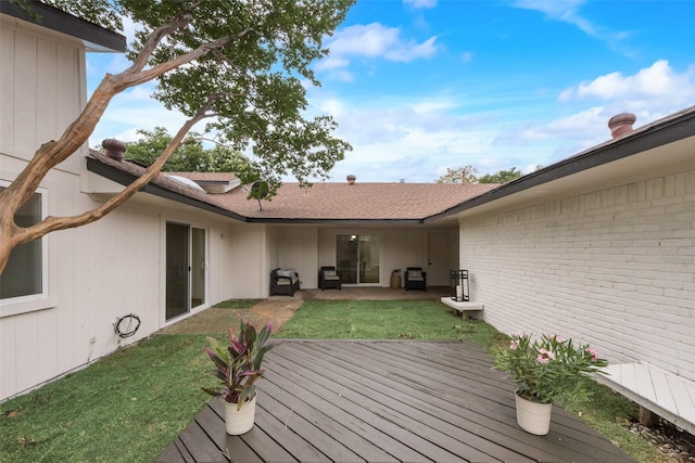 3605 Jomar Dr, Plano, TX 75075 - wooden deck with a lawn