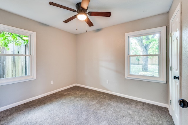 6632 Avalon Dr, Watauga, TX 76148 - spare room with carpet, baseboards, and a ceiling fan