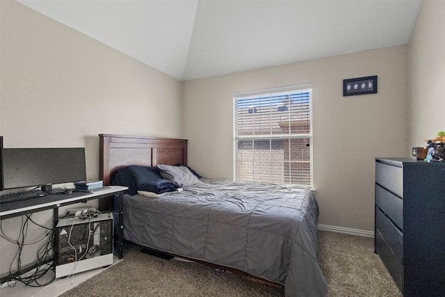 7008 Clipper Dr, Grand Prairie, TX 75054 - bedroom with carpet floors, lofted ceiling, and baseboards