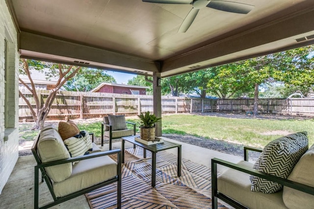 928 Westbrook Dr, Plano, TX 75075 - view of patio / terrace with an outdoor living space and ceiling fan