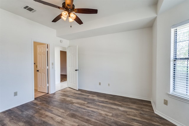 3631 Hilltop Ln, Plano, TX 75023 - empty room with wood finished floors, a ceiling fan, and baseboards