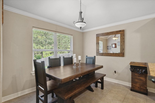 365 Maggie Cir, Flint, TX 75762 - dining space with ornamental molding, plenty of natural light, baseboards, and light tile patterned floors