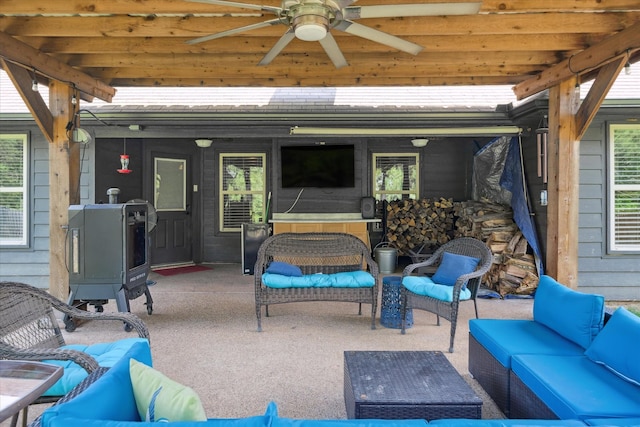 365 Maggie Cir, Flint, TX 75762 - view of patio with outdoor lounge area and ceiling fan