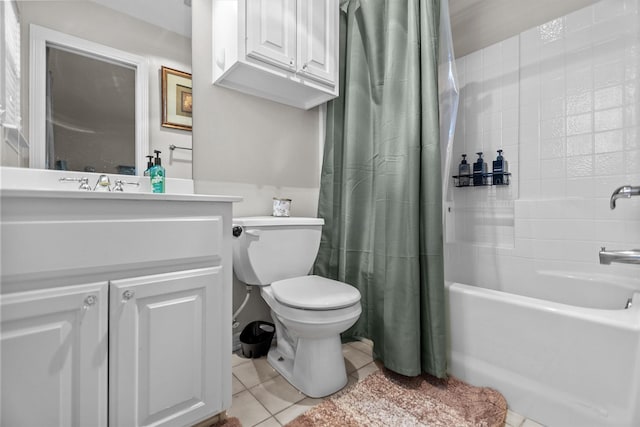 301 Northcreek Dr, Chandler, TX 75758 - bathroom featuring tile patterned floors, toilet, shower / bath combination with curtain, and vanity