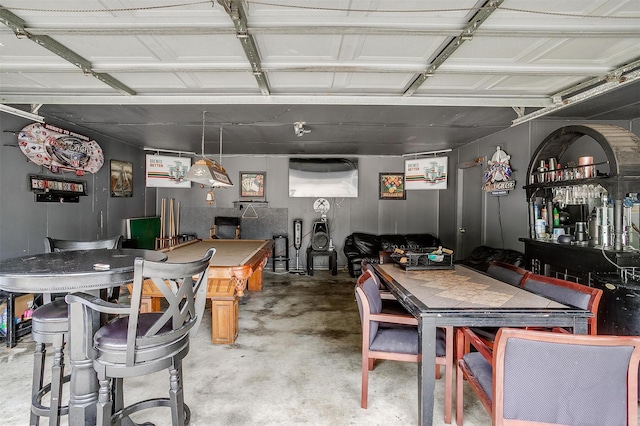 217 NE Rosamond St, Burleson, TX 76028 - dining room with concrete flooring and pool table