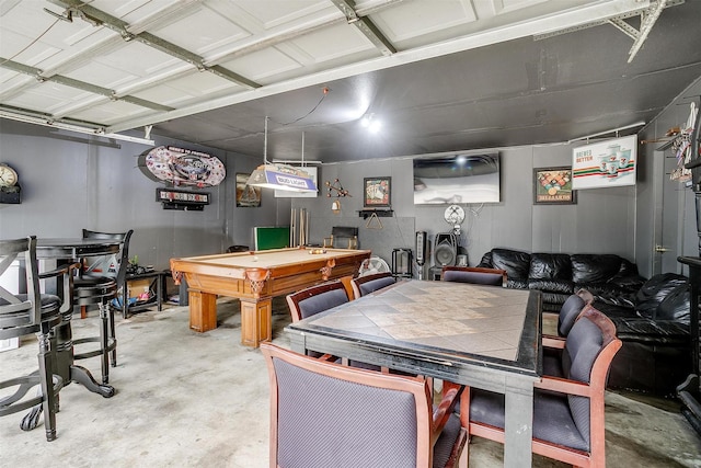 217 NE Rosamond St, Burleson, TX 76028 - game room with unfinished concrete flooring and billiards