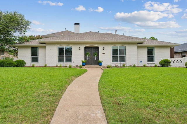 328 High Brook Dr, Richardson, TX 75080 - single story home with a chimney, brick siding, and a shingled roof