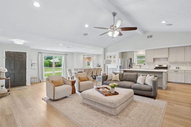 328 High Brook Dr, Richardson, TX 75080 - living area featuring light wood-style floors, ceiling fan, and recessed lighting