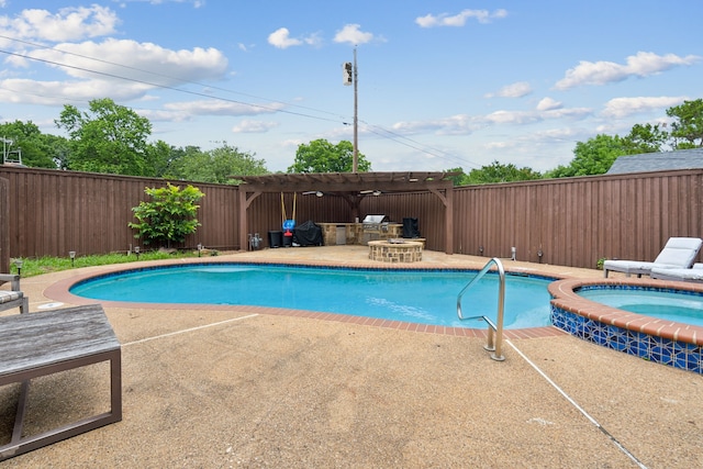 328 High Brook Dr, Richardson, TX 75080 - view of swimming pool with an in-ground hot tub, a fenced backyard, a patio, and a pergola
