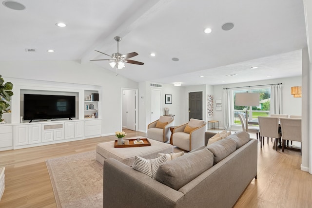 328 High Brook Dr, Richardson, TX 75080 - living area featuring light wood-style floors, ceiling fan, baseboards, and built in shelves