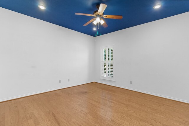 7014 Regalview Cir, Dallas, TX 75248 - empty room featuring ceiling fan, wood finished floors, baseboards, and recessed lighting