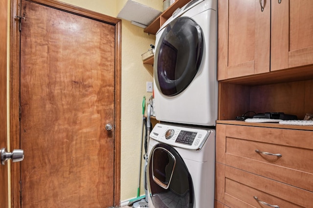 3801 Silver Maple Dr, Carrollton, TX 75007 - laundry area with estacked washer and dryer