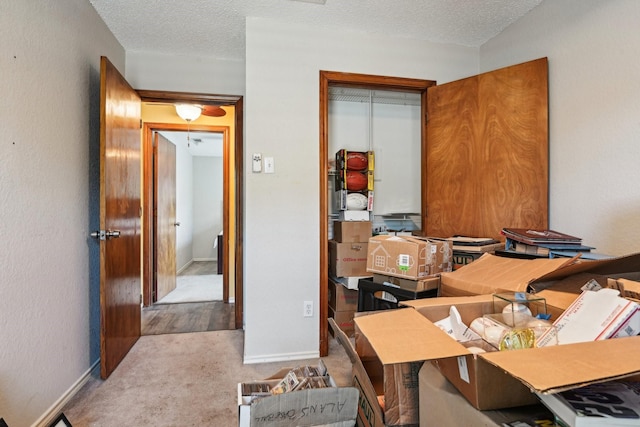 3801 Silver Maple Dr, Carrollton, TX 75007 - carpeted home office featuring a textured ceiling