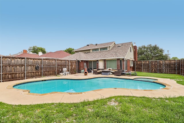 3801 Silver Maple Dr, Carrollton, TX 75007 - view of pool with an outdoor hangout area, a fenced backyard, and a patio area