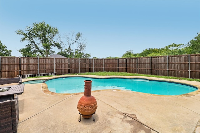 3801 Silver Maple Dr, Carrollton, TX 75007 - view of swimming pool featuring a fenced backyard, a patio, and a pool with connected hot tub