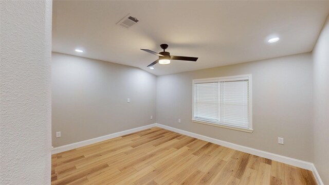 2210 Mcclure St, Irving, TX 75062 - unfurnished room with ceiling fan, light wood-type flooring, baseboards, and recessed lighting