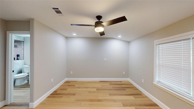 2210 Mcclure St, Irving, TX 75062 - empty room featuring a ceiling fan, light wood-style flooring, recessed lighting, and baseboards
