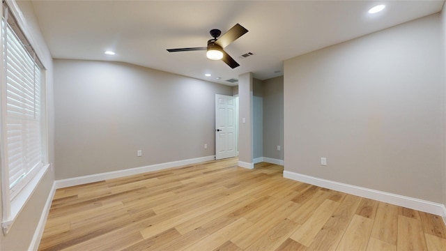 2210 Mcclure St, Irving, TX 75062 - unfurnished room with light wood-type flooring, ceiling fan, recessed lighting, and baseboards