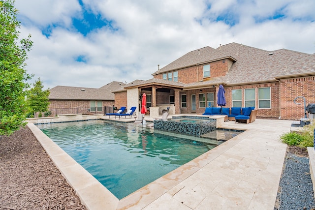 817 Calm Crest Dr, Rockwall, TX 75087 - view of pool with a patio, an outdoor living space, and a pool with connected hot tub