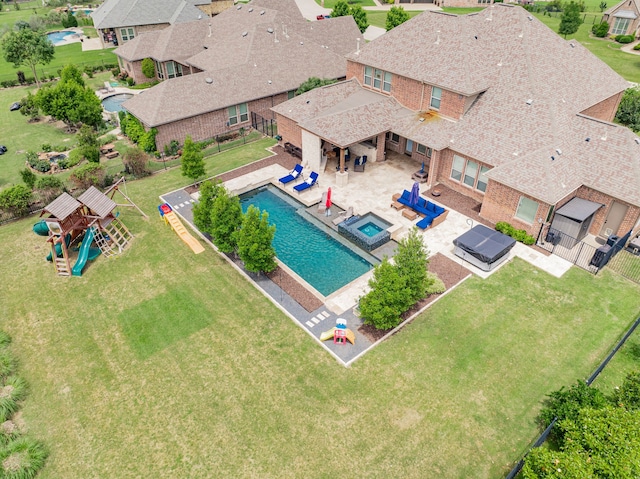 817 Calm Crest Dr, Rockwall, TX 75087 - aerial perspective of suburban area with a pool