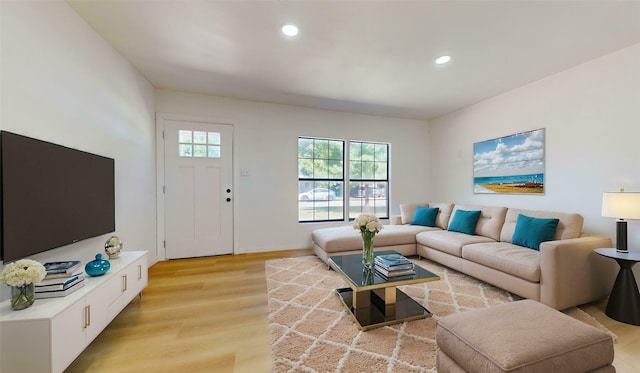 3809 Grover Ave, Fort Worth, TX 76106 - living room with light wood-type flooring, recessed lighting, and baseboards