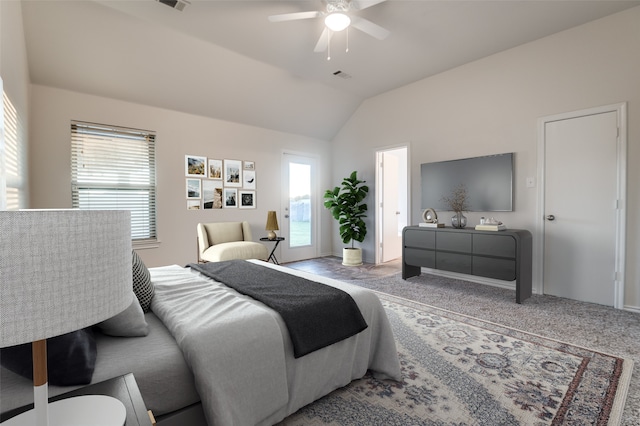 10260 E Rancho Diego Ln, Crowley, TX 76036 - bedroom with lofted ceiling, carpet, and ceiling fan