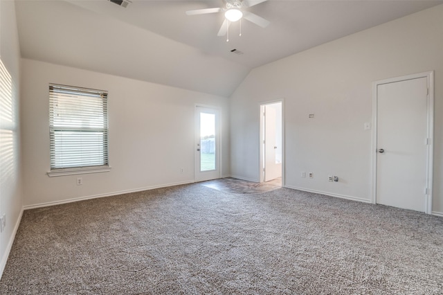 10260 E Rancho Diego Ln, Crowley, TX 76036 - carpeted spare room with ceiling fan, lofted ceiling, and baseboards