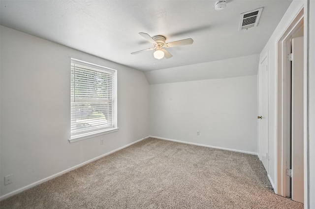 2913 Portales Dr, Fort Worth, TX 76116 - unfurnished bedroom featuring carpet, baseboards, lofted ceiling, and ceiling fan