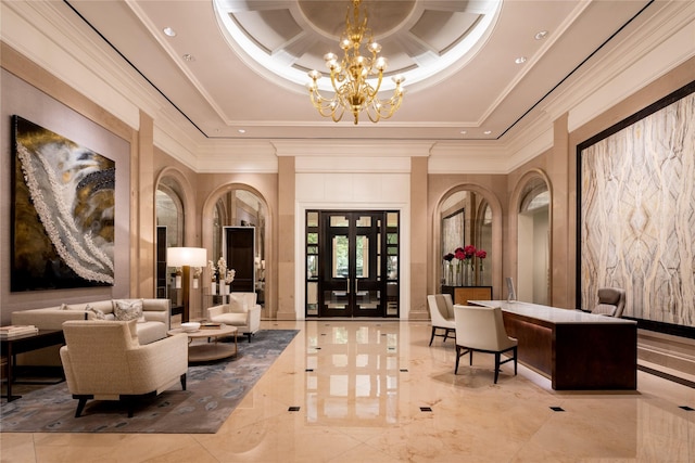 2525 N Pearl St Unit 1704, Dallas, TX 75201 - lobby with crown molding and a high ceiling