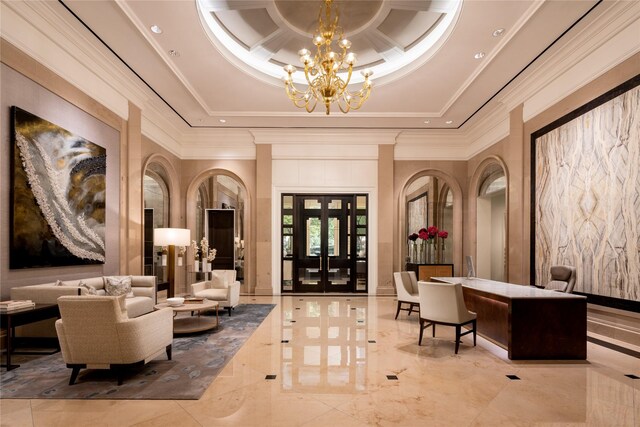 2525 N Pearl St Unit 1704, Dallas, TX 75201 - lobby with crown molding and a towering ceiling