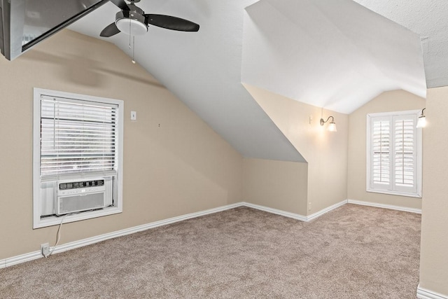 715 S Barnett Ave, Dallas, TX 75211 - bonus room with lofted ceiling, ceiling fan, carpet, baseboards, and cooling unit