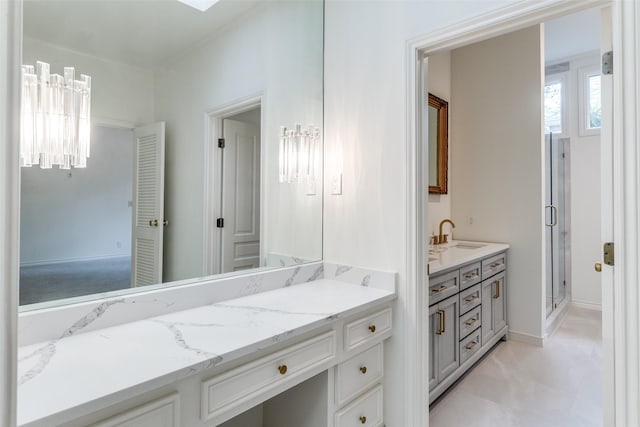 5865 Farquhar Ln, Dallas, TX 75209 - bathroom with vanity and a shower stall