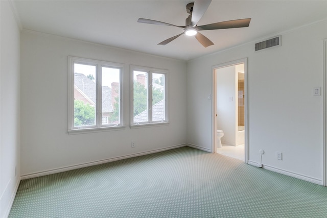 5865 Farquhar Ln, Dallas, TX 75209 - carpeted spare room featuring crown molding, ceiling fan, and baseboards