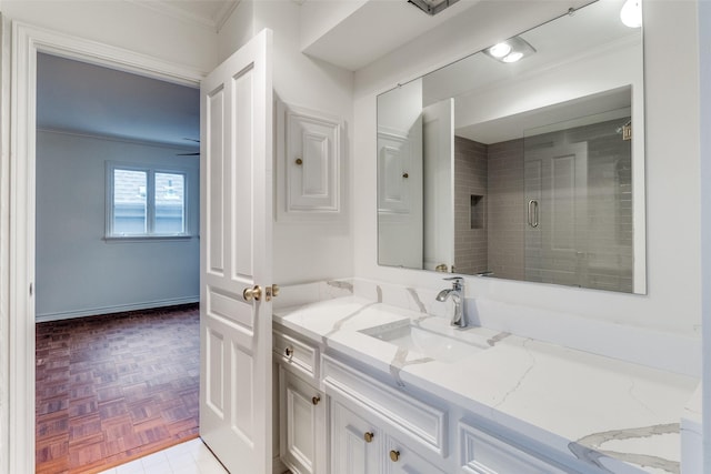 5865 Farquhar Ln, Dallas, TX 75209 - bathroom with vanity and ornamental molding