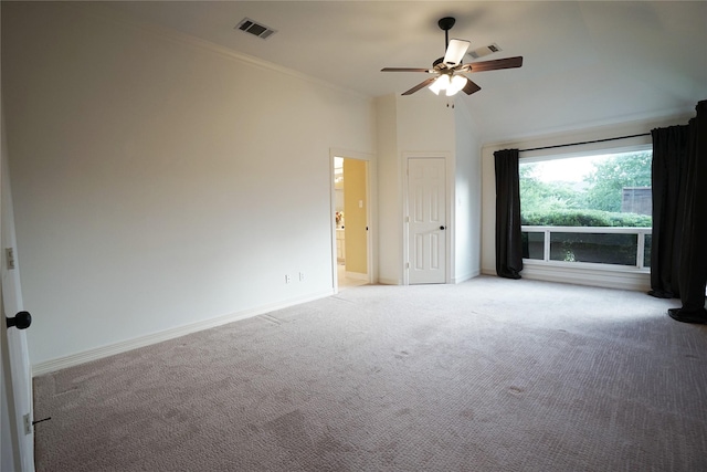 5133 Sunscape Ln S, Fort Worth, TX 76123 - unfurnished room with light carpet, a ceiling fan, baseboards, high vaulted ceiling, and crown molding