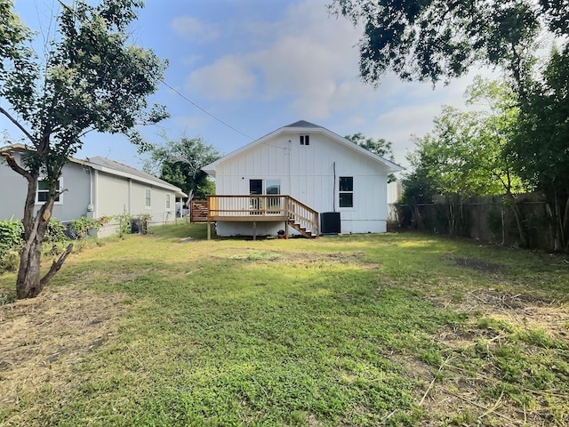 5117 Libbey Ave, Fort Worth, TX 76107 - rear view of house featuring a deck, stairs, and board and batten siding