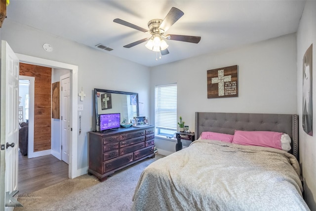 426 Brown Ave, Tuscola, TX 79562 - bedroom with baseboards, carpet flooring, and ceiling fan