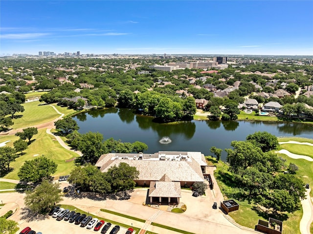 6628 Castle Pines Dr, Plano, TX 75093 - drone / aerial view of a large body of water, a golf club, and a tree filled landscape