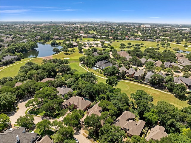 6628 Castle Pines Dr, Plano, TX 75093 - aerial overview of property's location with a nearby body of water, nearby suburban area, and a golf course