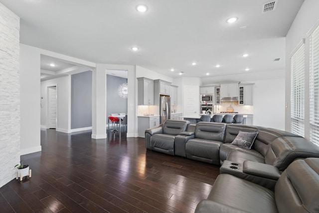 2801 Rosewood Way, Northlake, TX 76226 - living area with wood finished floors, baseboards, and recessed lighting
