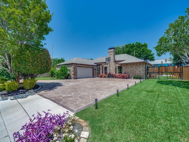 18636 Crownover Ct, Dallas, TX 75252 - view of front of property with driveway, a chimney, a garage, and brick siding