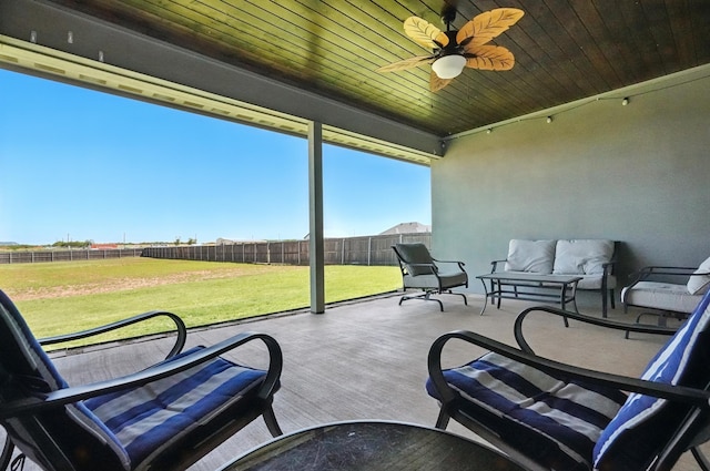 120 Oak Hill Rd, Tuscola, TX 79562 - view of patio / terrace with an outdoor hangout area and ceiling fan