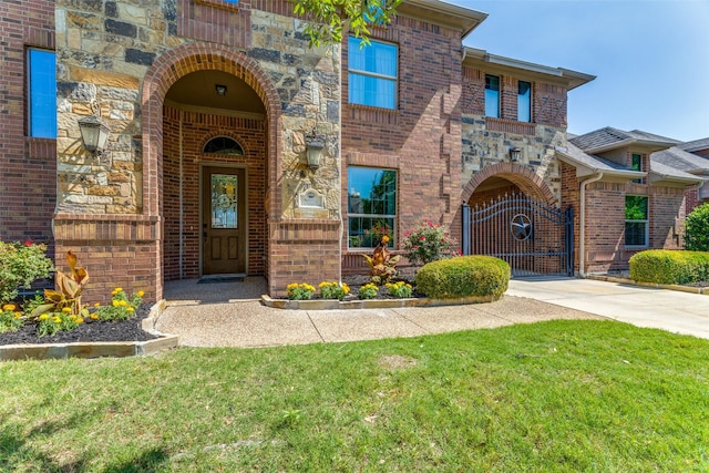 2028 Sterling Trace Dr, Keller, TX 76248 - view of front facade featuring brick siding, concrete driveway, a front yard, and stone siding