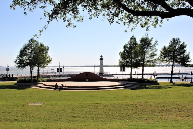 736 Hidden Feather Dr, Lavon, TX 75166 - view of property's community featuring a lawn and a water view